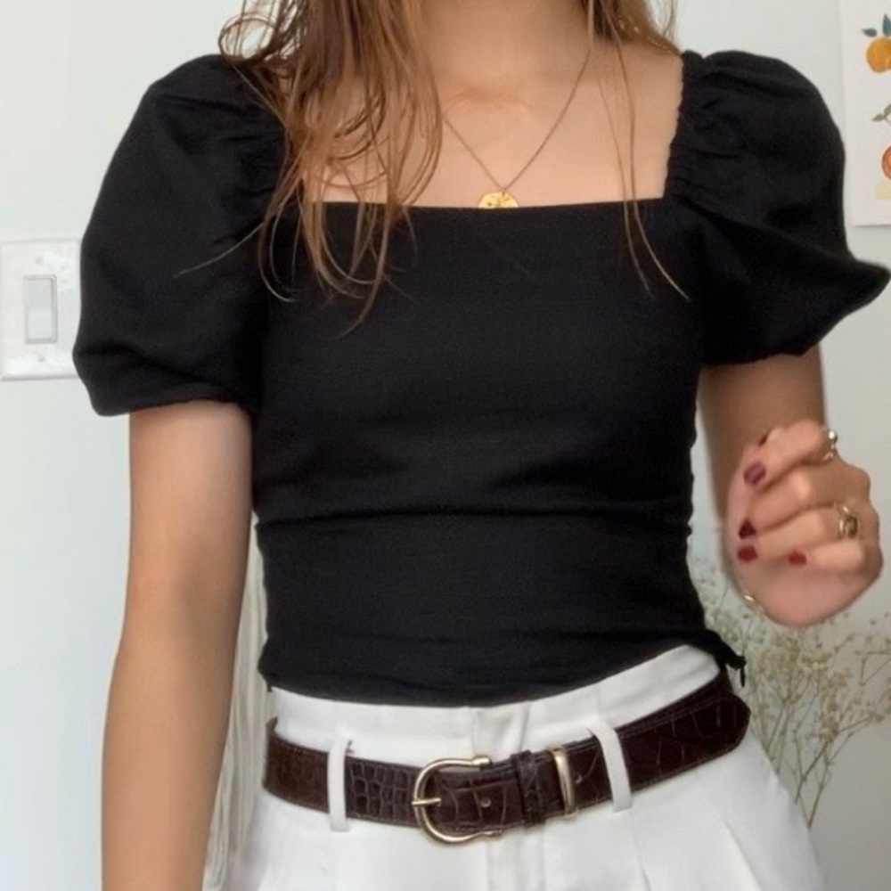Black puff sleeve top - and other Stories